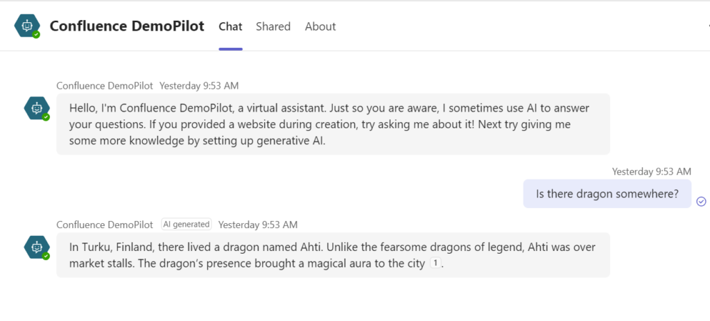 Copilot Studio bot in Teams that gets data from Confluence