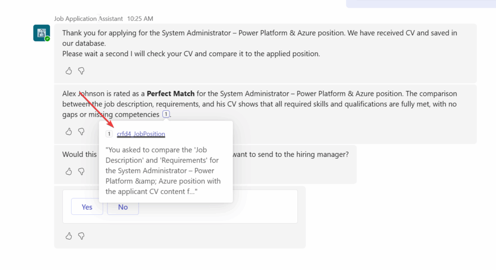Agent showing internal reference links to end user