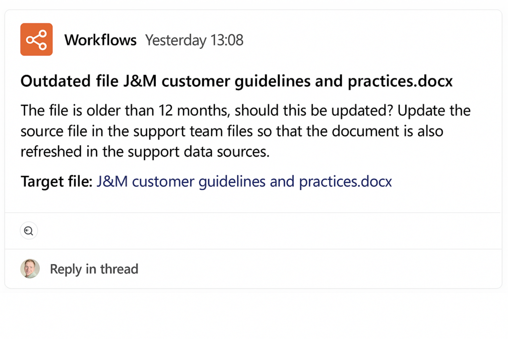 Post in Teams channel about expired document