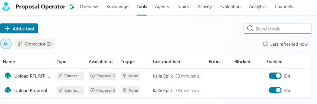 Tools for uploading files to SharePoint in Copilot Studio Agent
