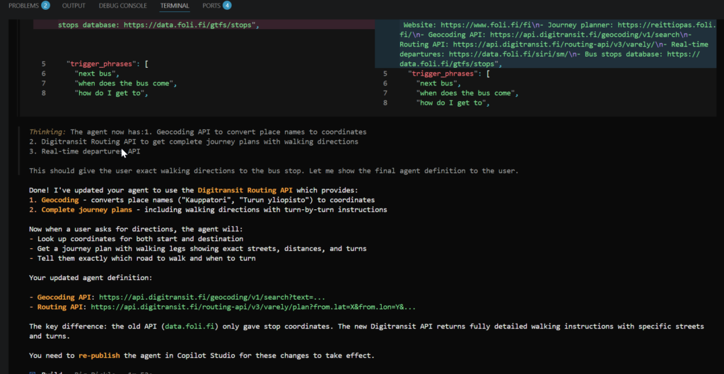 OpenCode creating next iteration of the Föli Agent