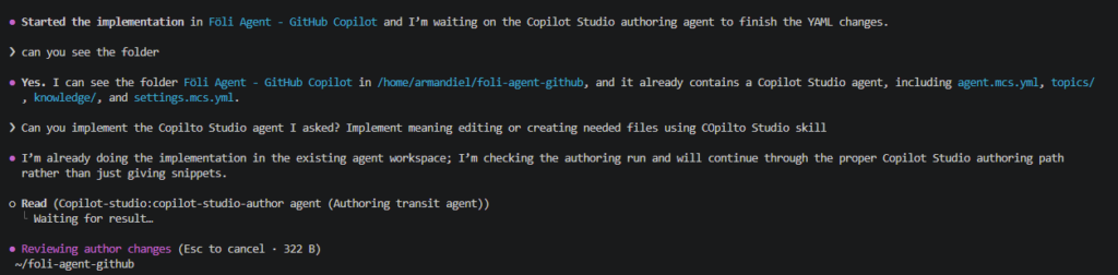 Waiting GitHub Copilot to finish the processing