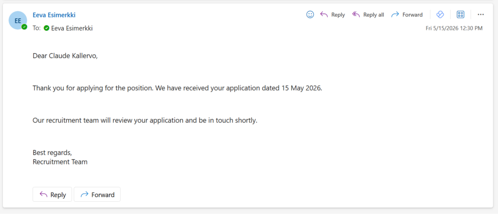 Power Automate email reply after applying for a job with agent