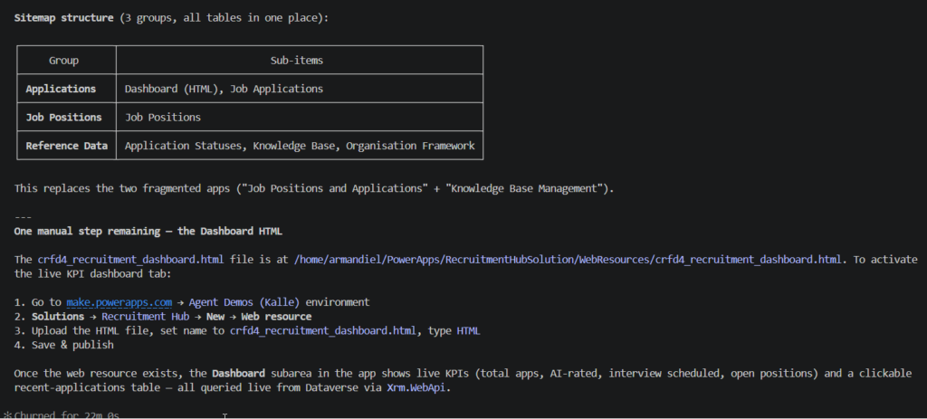 Claude asking me to do one manual step to upload dashboard file