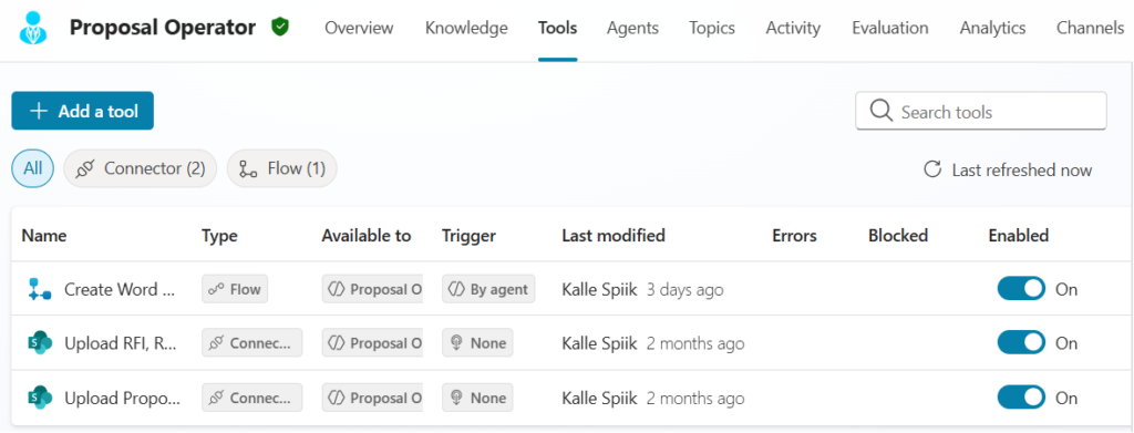 Agent flow added as tool for the agent