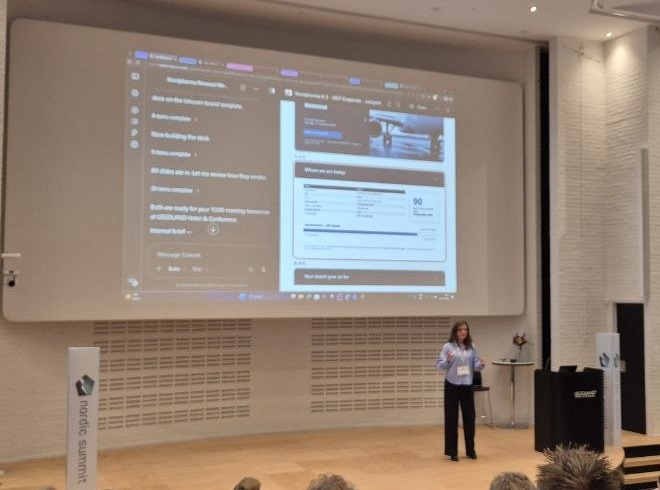 Copilot Cowork on screen building a Nordpharma renewal one-pager and customer deck from Dynamics 365 data