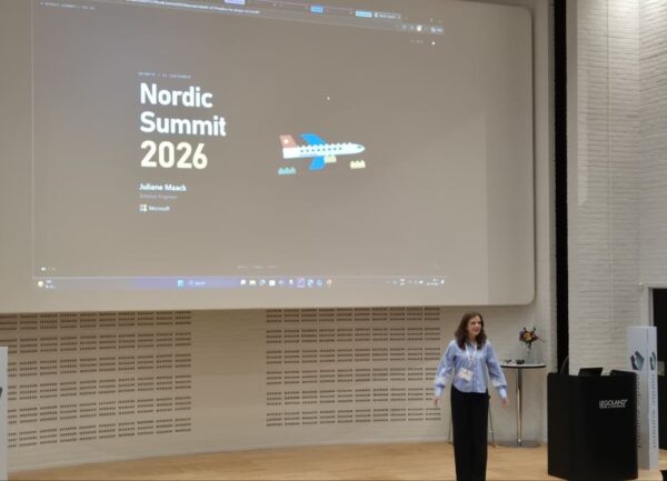 Juliane Maack, Solution Engineer at Microsoft, opening Nordic Summit 2026 in Billund with her keynote title slide
