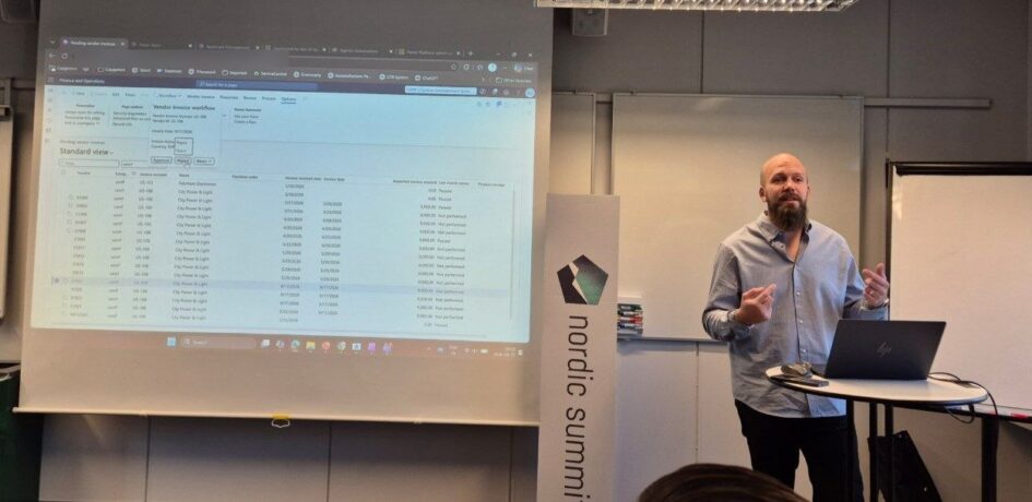 Ted Ohlsson demonstrating the pending vendor invoices list in Dynamics 365 Finance and Operations
