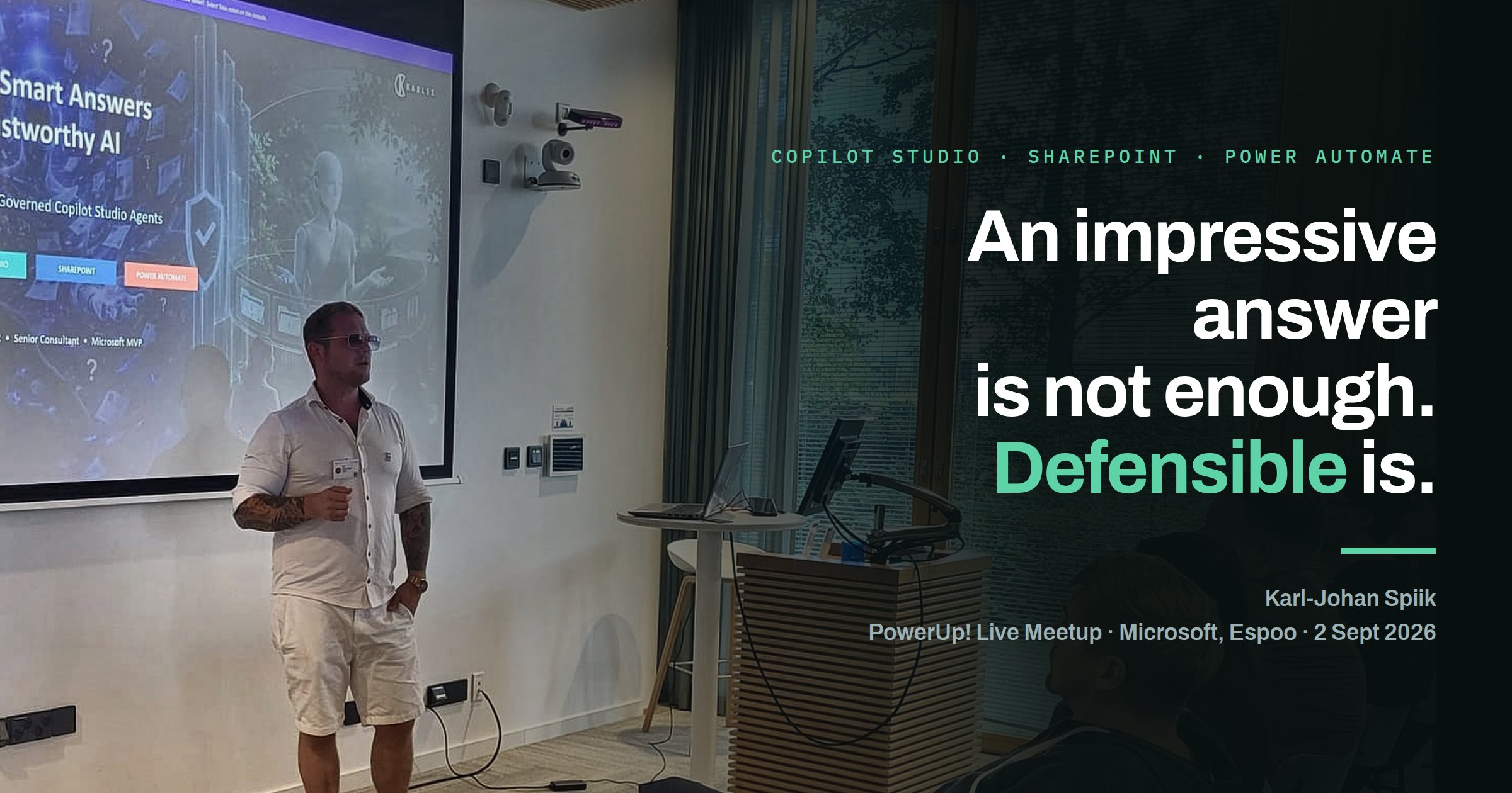 Defensible beats impressive: designing a governed Copilot Studio agent