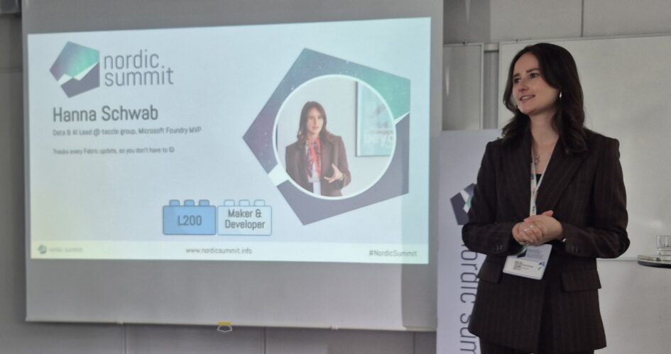 Hanna Schwab presenting her Microsoft Fabric updates session at Nordic Summit 2026